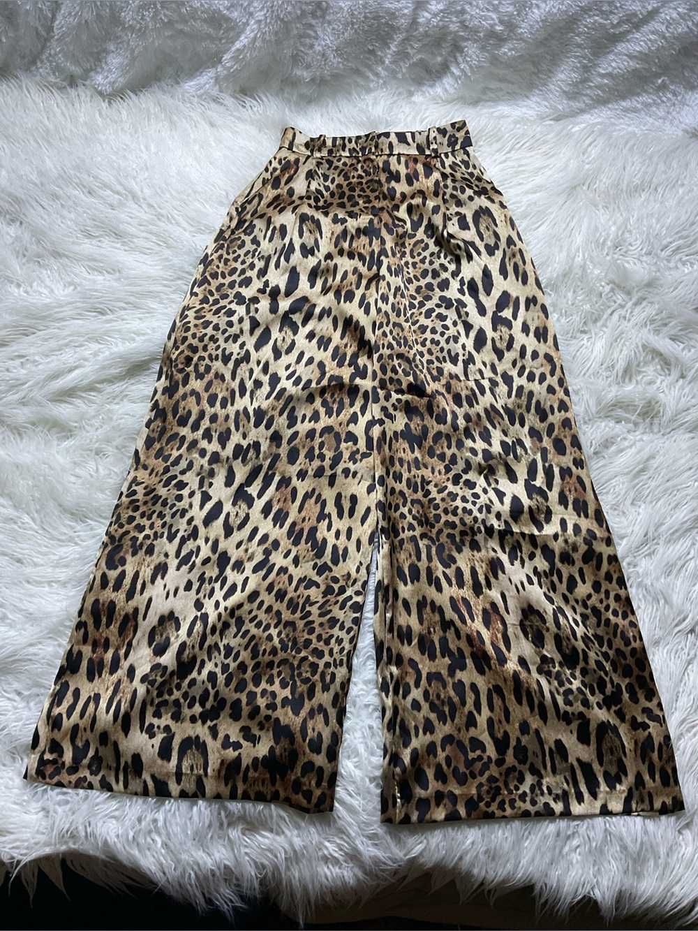 NWT Zara Leopard Printed Satin Wide-Leg Trousers